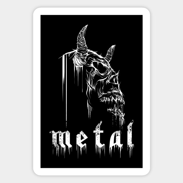 Metal Skull, Music, Death, Devil Horns Magnet by StabbedHeart